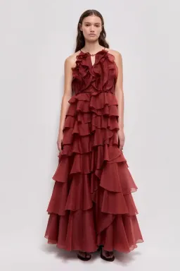 🤎 Aje Cleo Gown in Rust Brown - Size 12 - Ruffle Tiered Maxi Dress 🤎 for rent on The Volte - image 6
