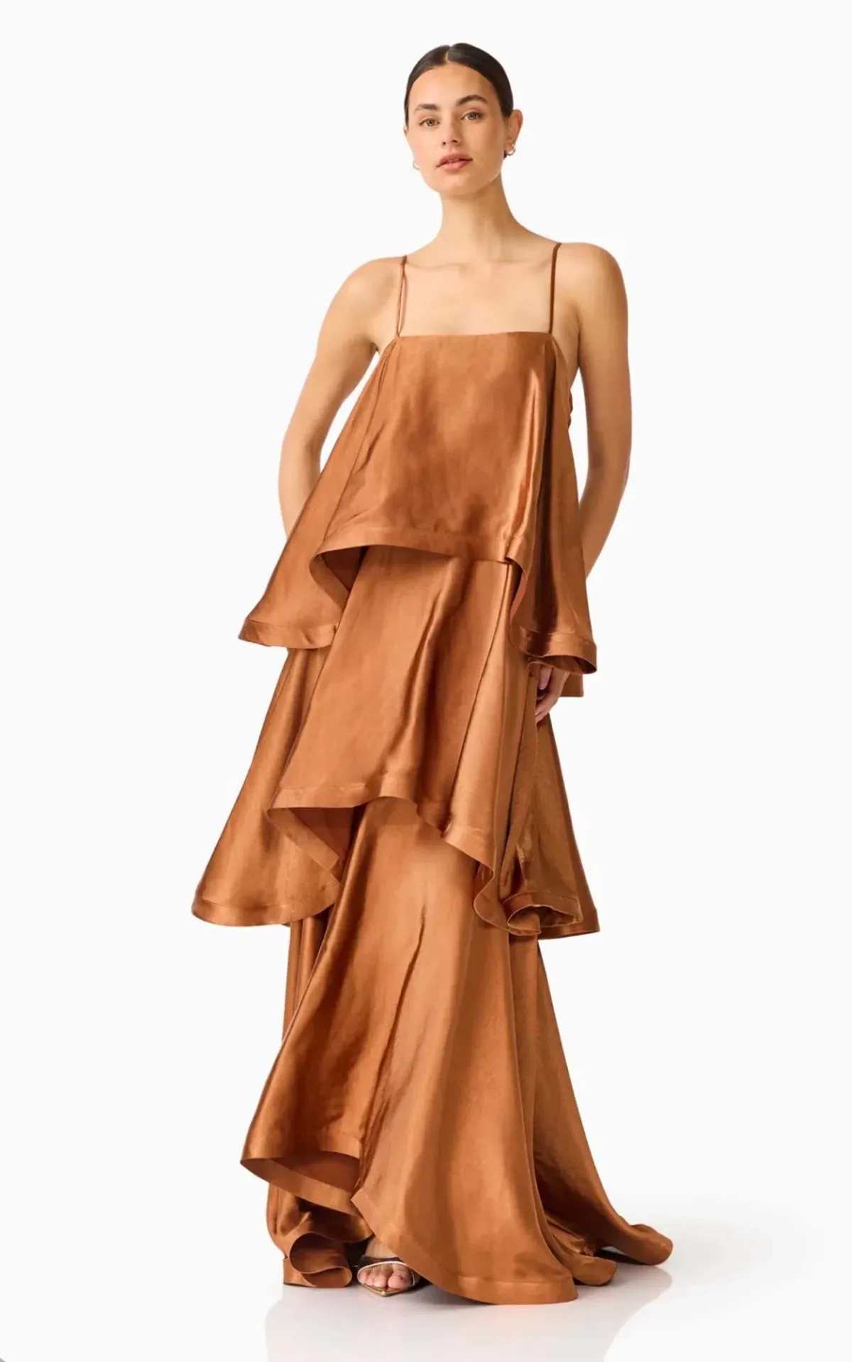 Elliatt Tilly Tiered Maxi Dress in Toffee Brown Size XS - Image 2