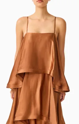 Elliatt Tilly Tiered Maxi Dress in Toffee Brown Size XS for rent on The Volte - image 4