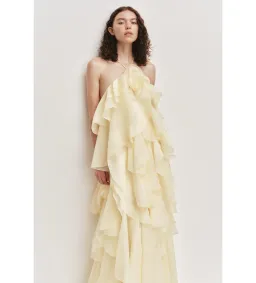 Aje Pandorea Layered Maxi Dress in Butter Size AU8 for rent on The Volte - image 2