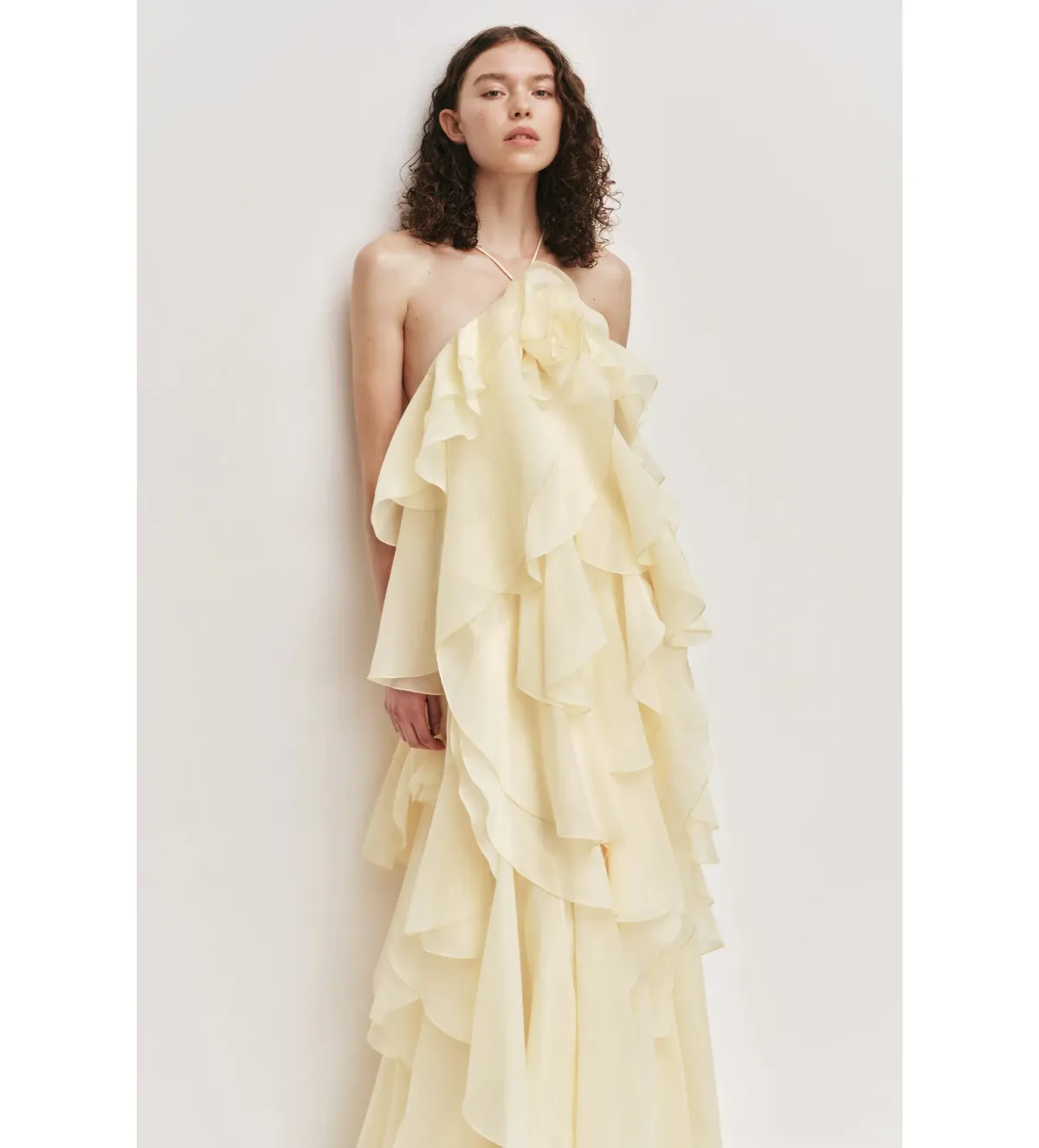 Aje Pandorea Layered Maxi Dress in Butter Size AU6 - Image 3