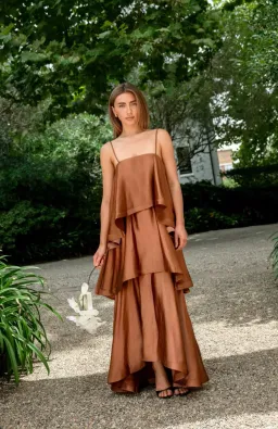 Elliatt Tilly Tiered Maxi Dress in Toffee Brown Size S for rent on The Volte - image 1