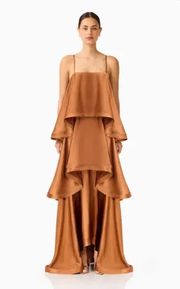 Elliatt Tilly Tiered Maxi Dress in Toffee Brown Size M for rent on The Volte - image 3