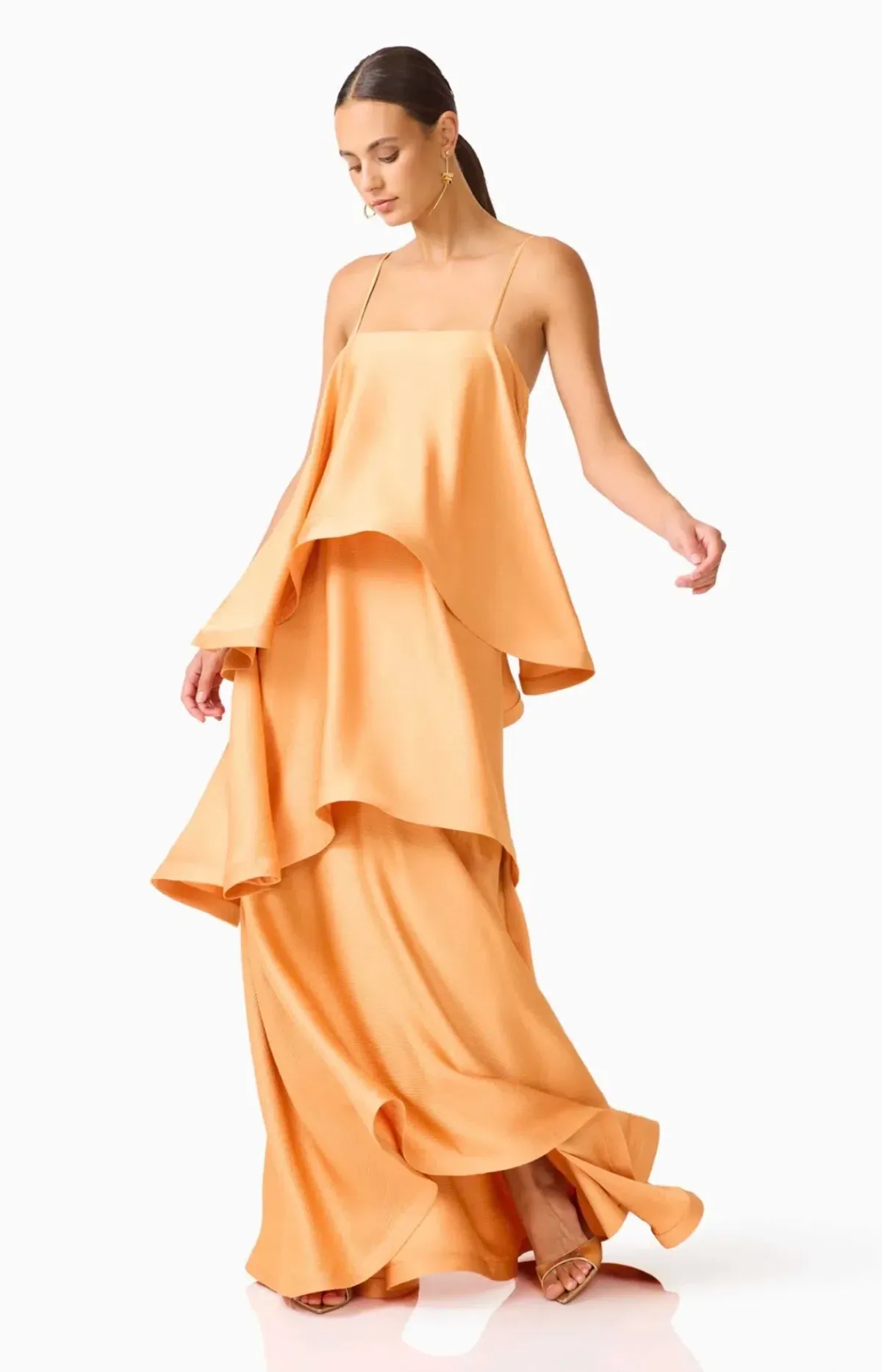 Elliatt Tilly Tiered Maxi Dress in Orange Size S - Image 3