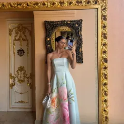 Elliatt Harper Strapless Gown in Baby Blue Floral Size Small for rent on The Volte - image 1