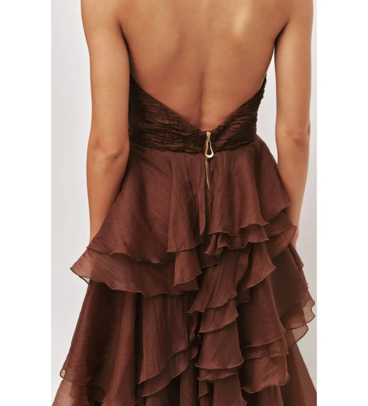 Aje Fayette Gown Chocolate Brown Size 8 - Image 5