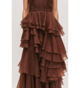 Aje Fayette Gown Chocolate Brown Size 8 for rent on The Volte - image 3