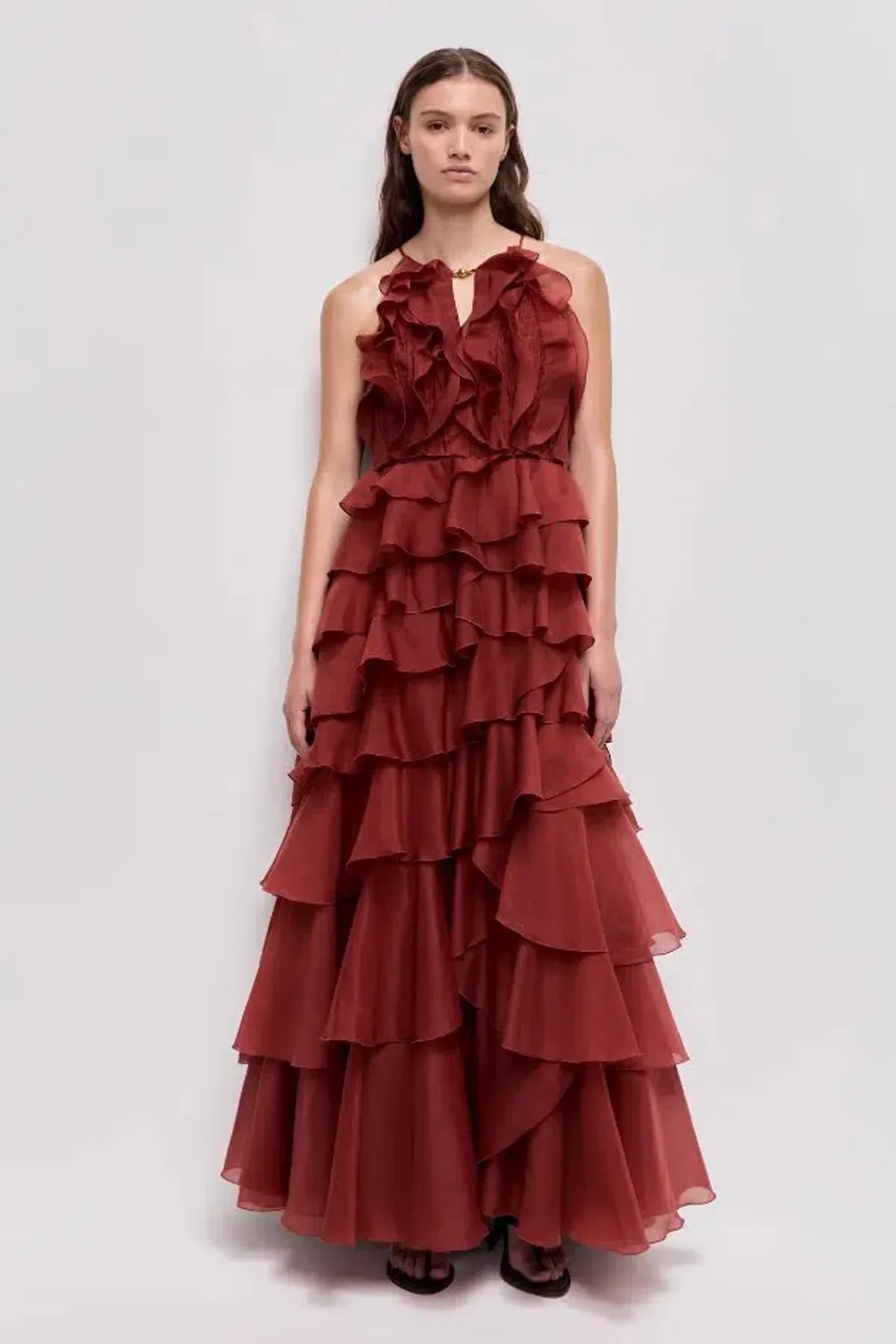 🤎 Aje Cleo Gown in Rust Brown - Size 8 - Ruffle Tiered Maxi Dress 🤎 - Image 6