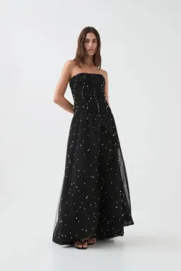 🤍🖤 NEW AJE Juniper Gown – Black & White – Size 8 strapless beaded formal maxi dress 🖤🤍 for rent on The Volte - image 8