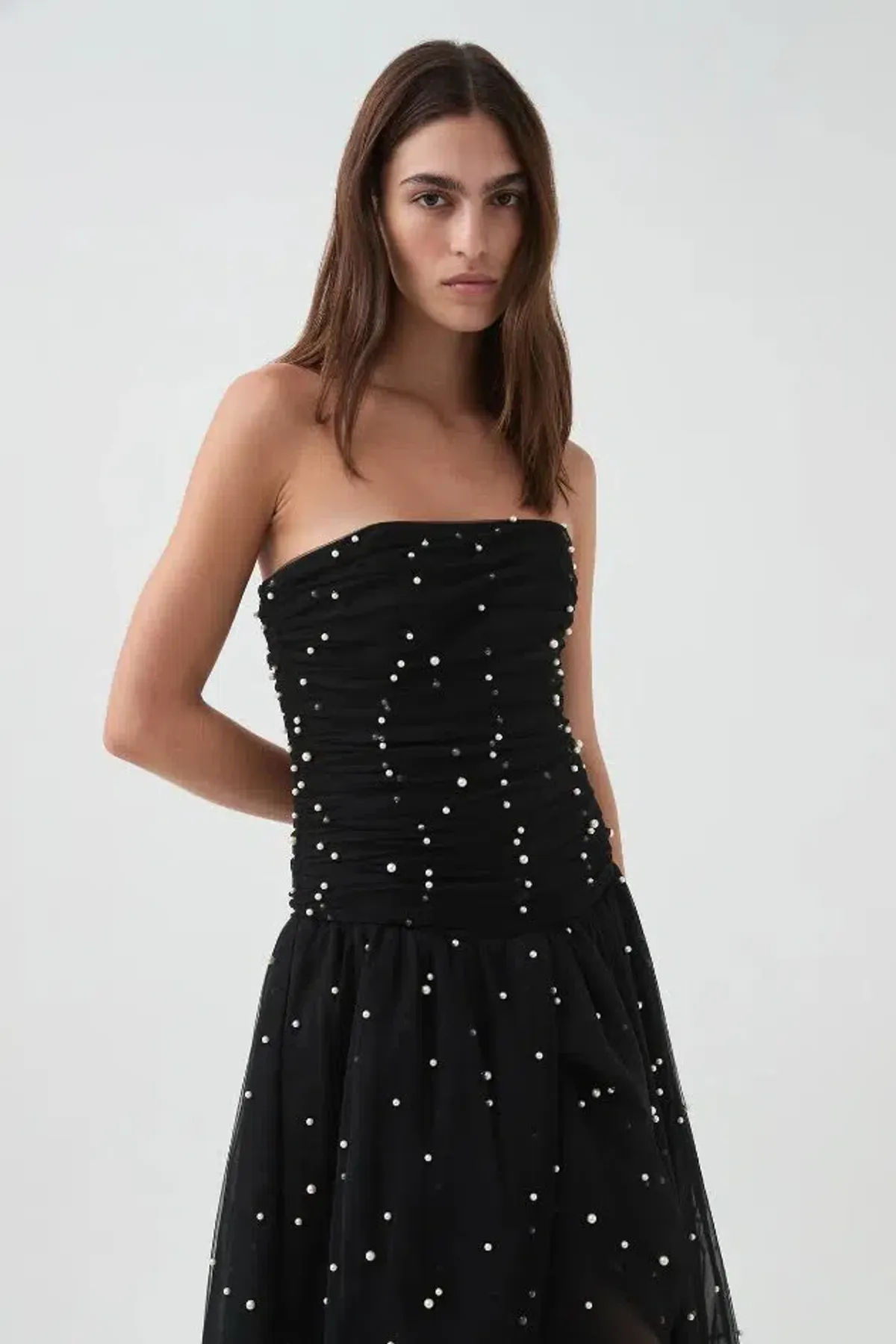 🤍🖤 NEW AJE Juniper Gown – Black & White – Size 8 strapless beaded formal maxi dress 🖤🤍 - Image 7