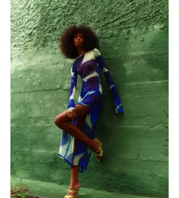 Rat & Boa Santino Maxi Dress  Ultra-hot Blue and Mint Green Floral Print Size 8 for rent on The Volte - image 2