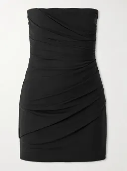 ALEX PERRY Strapless gathered stretch-mesh corset dress AU 6 | Designer Classic Little Black Dress for rent on The Volte - image 3