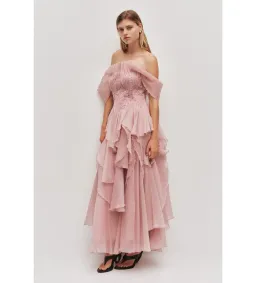 Aje Nisha Gown in Fawn Pink Size AU10 for rent on The Volte - image 2