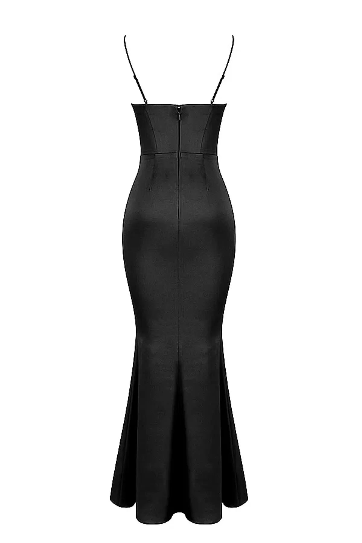 HOUSE OF CB OLIVETTE BLACK SATIN CORSET MAXI DRESS SIZE XS  - Image 7