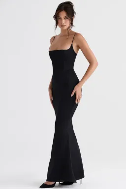 HOUSE OF CB OLIVETTE BLACK SATIN CORSET MAXI DRESS SIZE XS  for rent on The Volte - image 3