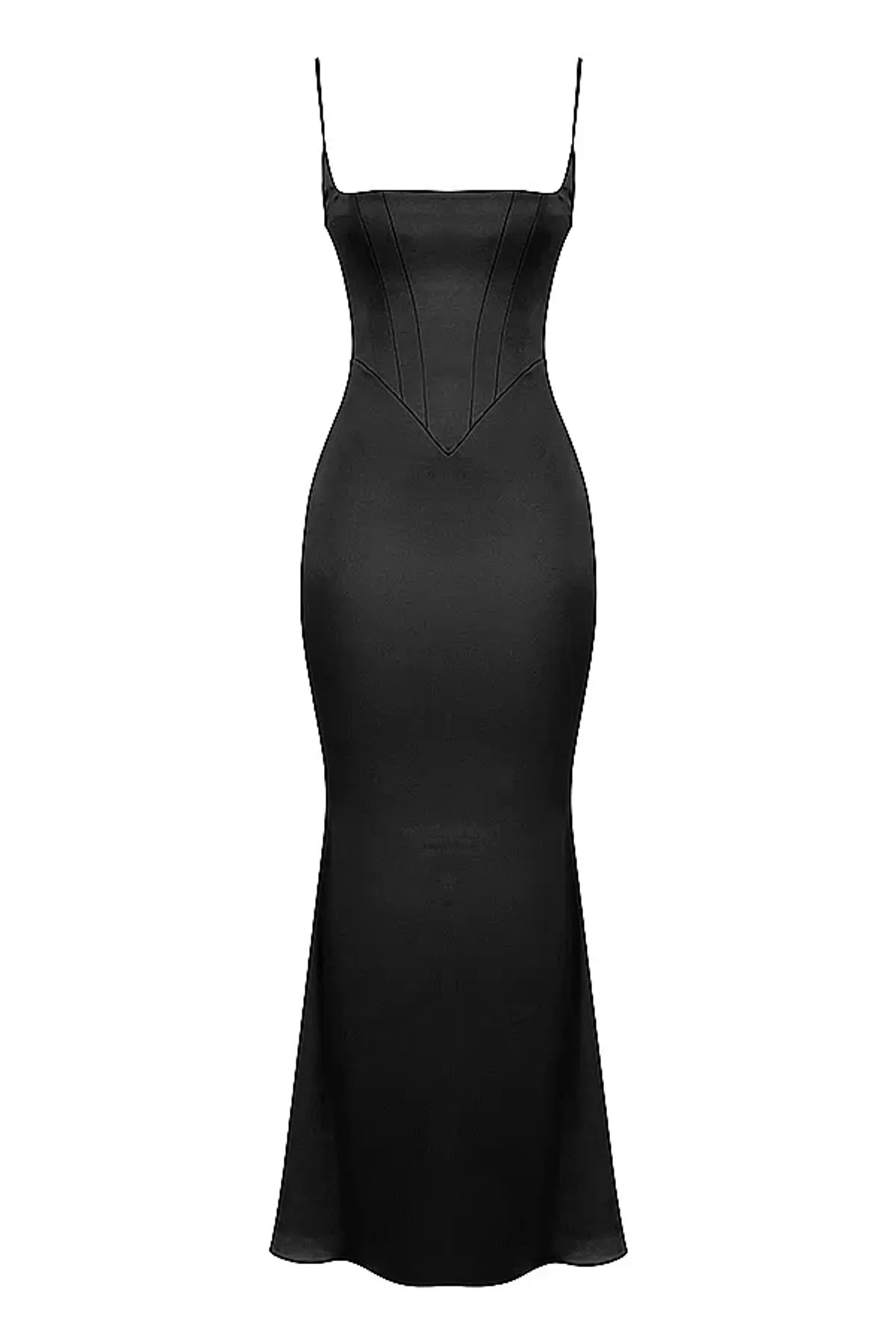 HOUSE OF CB OLIVETTE BLACK SATIN CORSET MAXI DRESS SIZE XS  - Image 5