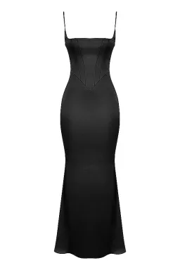 HOUSE OF CB OLIVETTE BLACK SATIN CORSET MAXI DRESS SIZE XS  for rent on The Volte - image 5