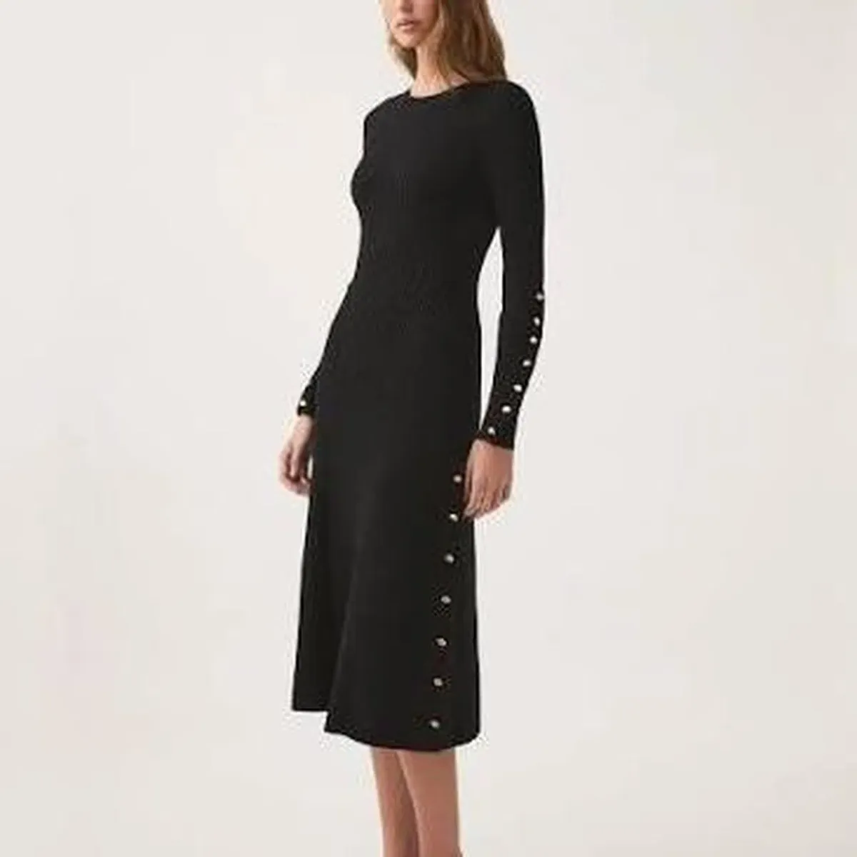AJE LIA KNIT MIDI DRESS BLACK SIZE XS  - Image 2