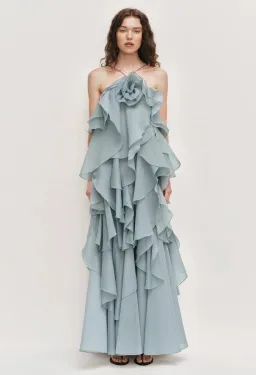 Aje Pandorea Layered Maxi Dress Size 8 Duck Egg for rent on The Volte - image 1