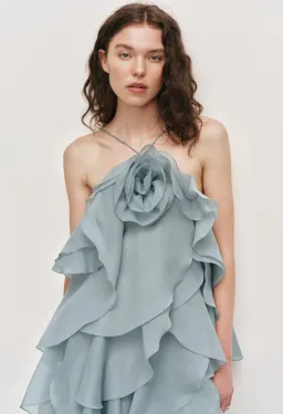 Aje Pandorea Layered Maxi Dress Size 8 Duck Egg for rent on The Volte - image 2