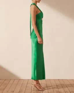 SHONA JOY LANA RUCHED HALTER MIDI DRESS TREE GREEN SIZE AU 6 for rent on The Volte - image 4