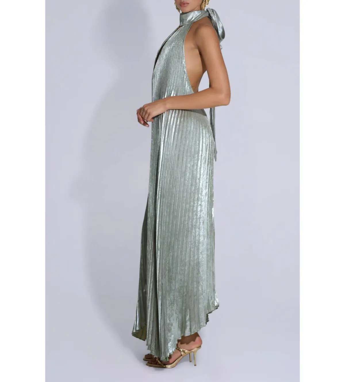 L'idee Opera Gown Sage Shimmer Size 8 - Image 3