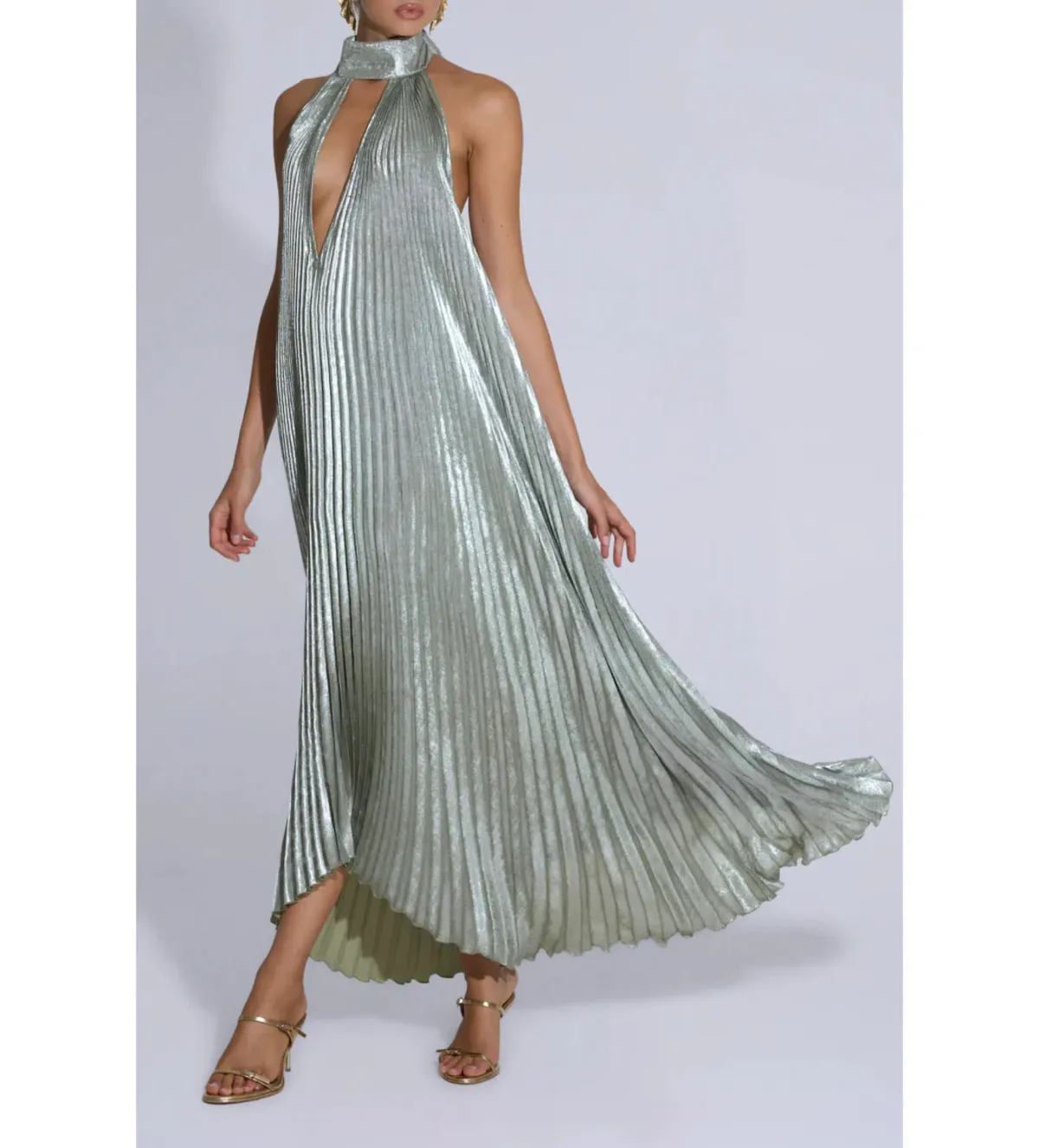 L'idee Opera Gown Sage Shimmer Size 8 - Image 2
