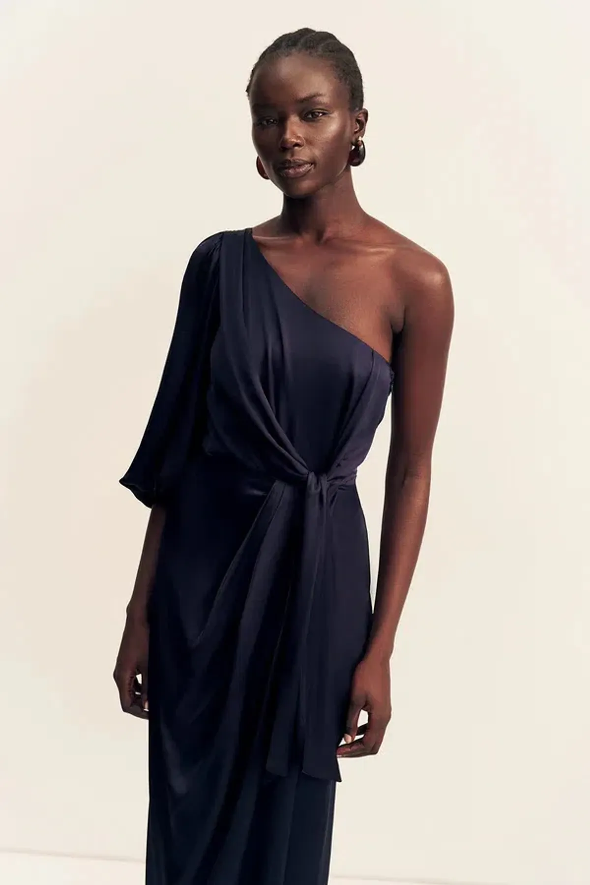Shona Joy Lumiere Tie Front One Shoulder Midi - Night Sky / Size 18 - Image 5