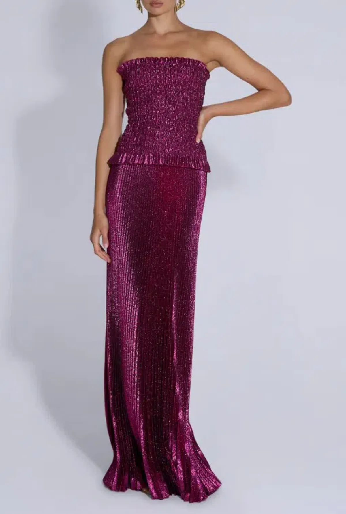 L'IDEE Maya Gown Dress Sangria Glitter Size 8 - Image 2