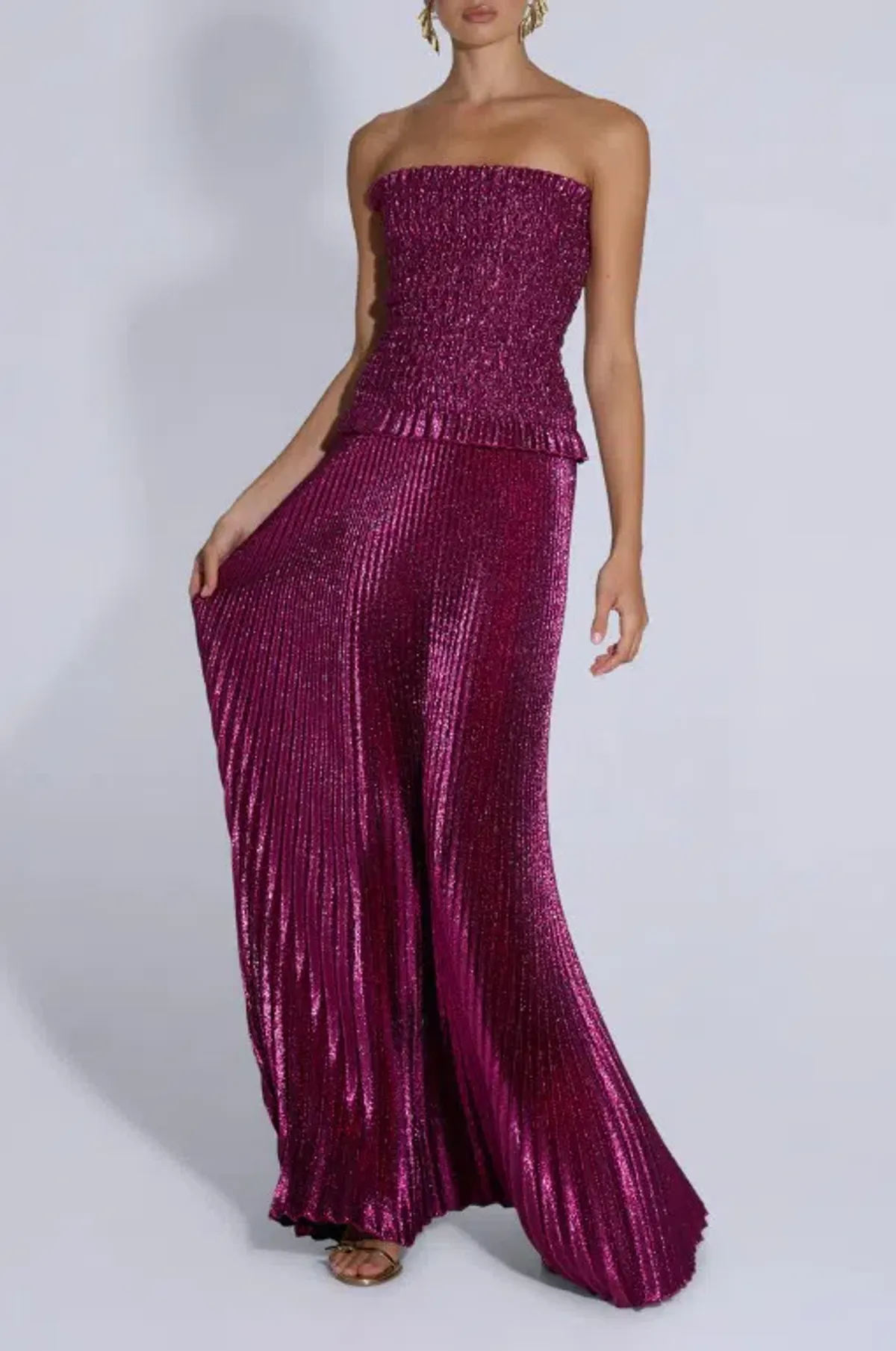 L'IDEE Maya Gown Dress Sangria Glitter Size 8 - Image 1