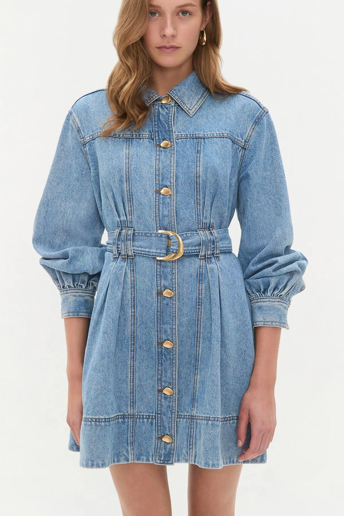 AJE LANE DENIM MINI DRESS COASTAL WASH SIZE AU 12 - Image 6