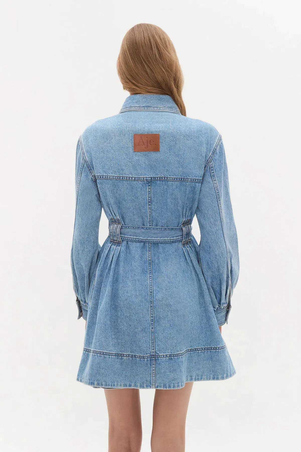 AJE LANE DENIM MINI DRESS COASTAL WASH SIZE AU 12 - Image 2