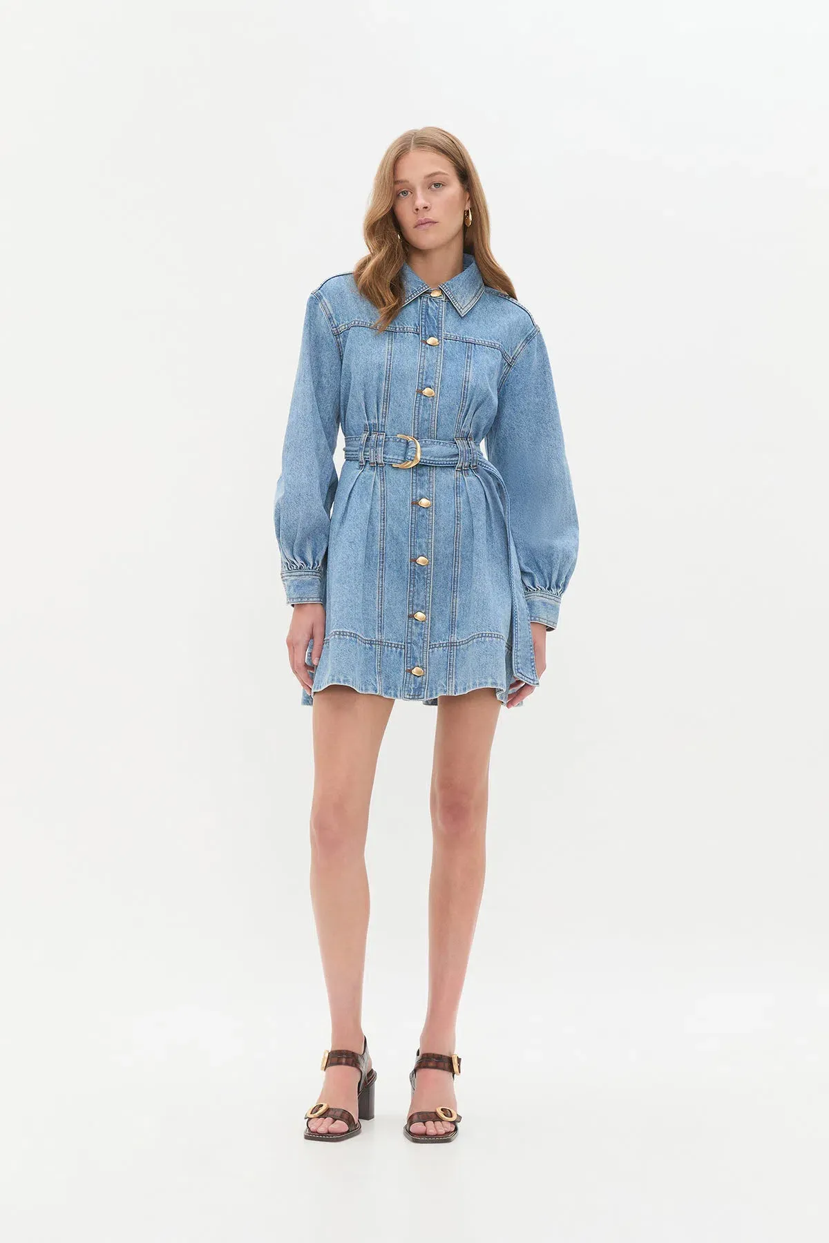 AJE LANE DENIM MINI DRESS COASTAL WASH SIZE AU 12 - Image 3