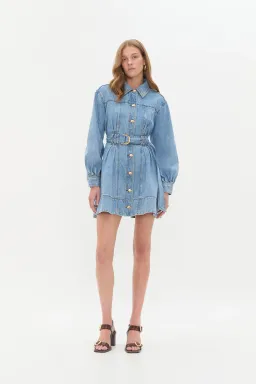 AJE LANE DENIM MINI DRESS COASTAL WASH SIZE AU 12 for rent on The Volte - image 3