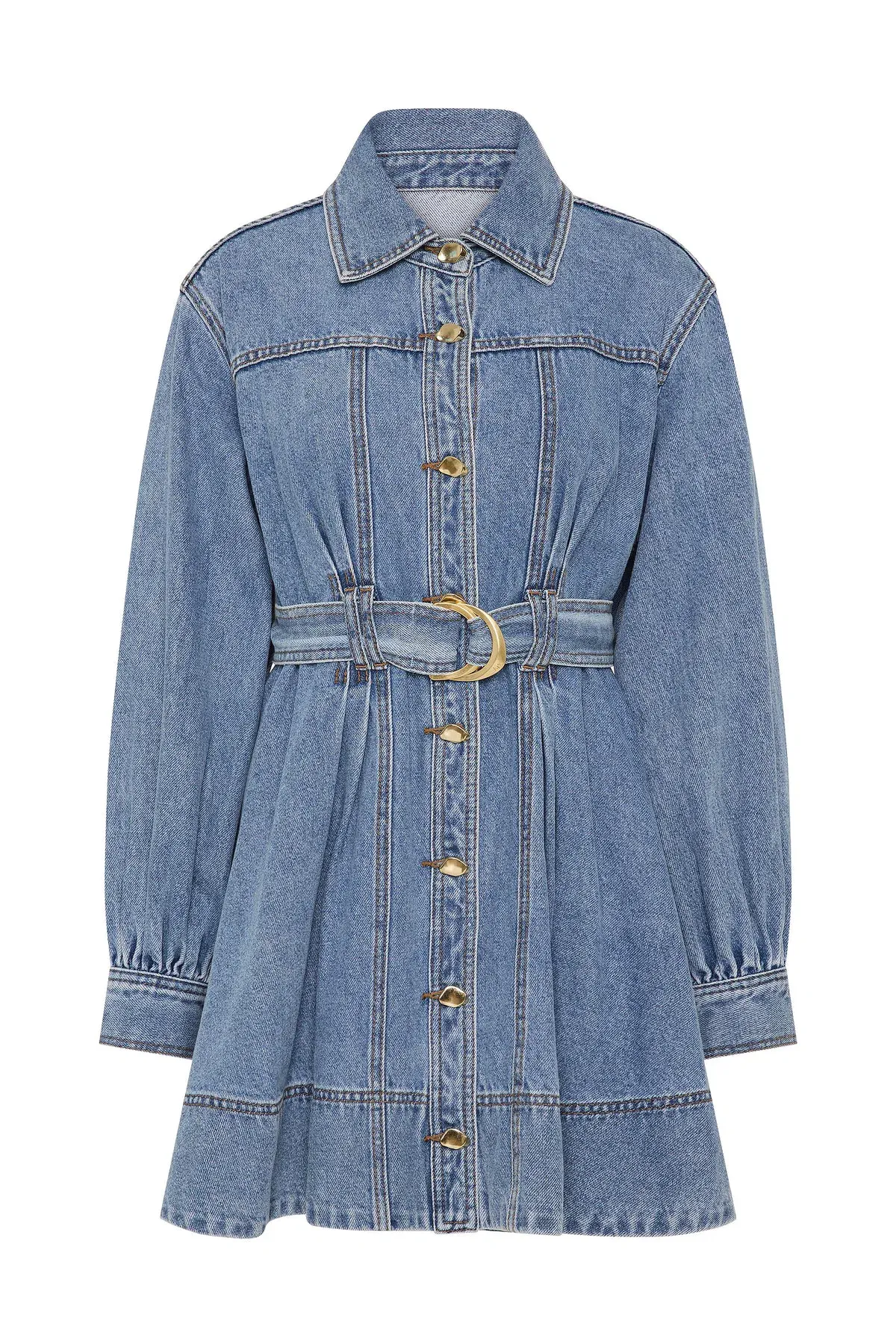 AJE LANE DENIM MINI DRESS COASTAL WASH SIZE AU 12 - Image 5