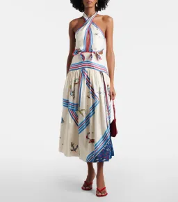 Alémais Apollo printed silk midi dress 10 for rent on The Volte - image 1