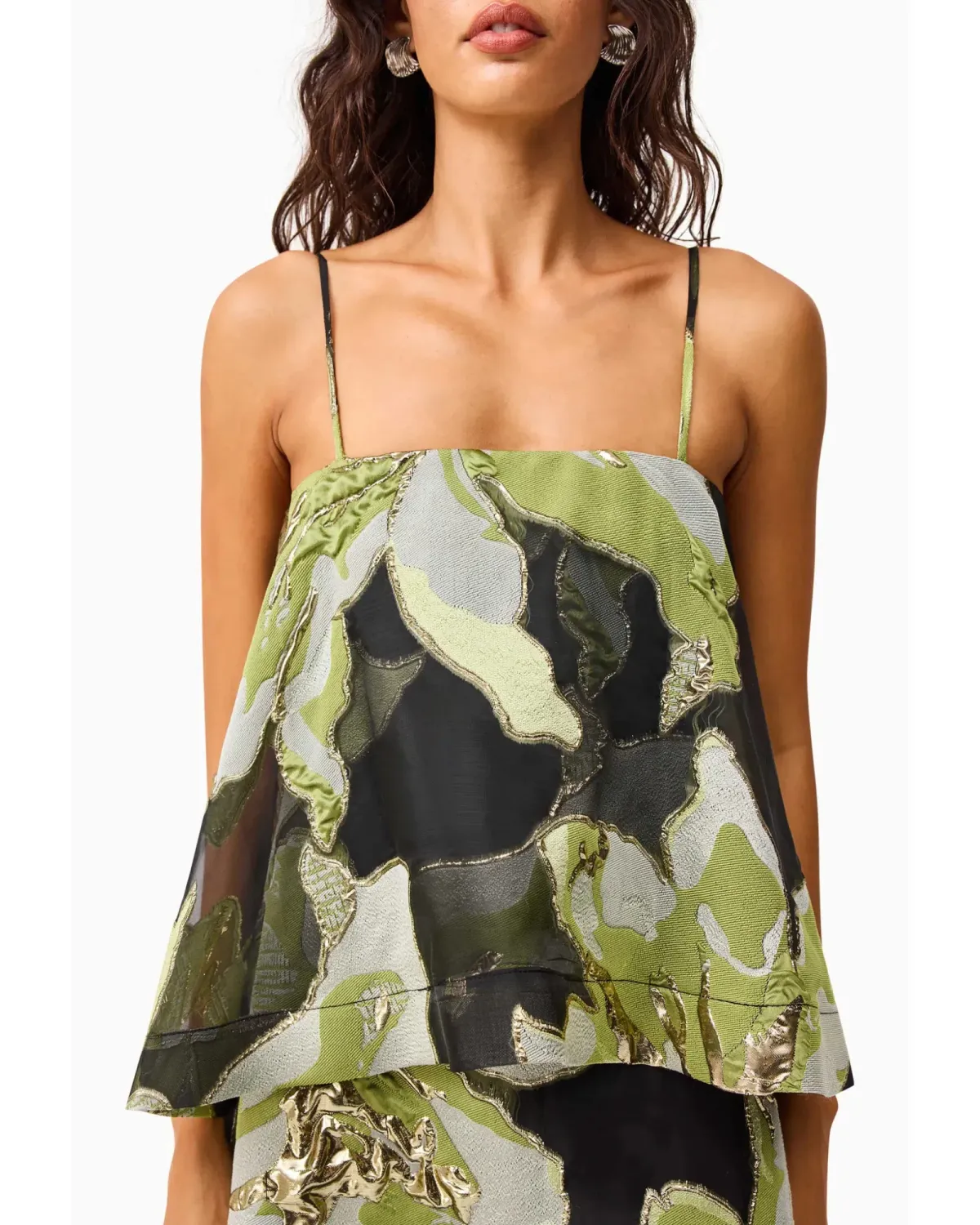 Elliatt Elysia Tiered Gown Black Green Floral Size L - Image 5