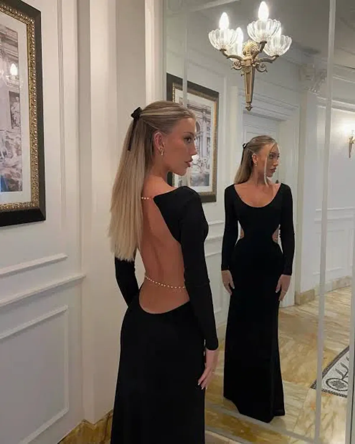 SASHA THERESE ATHENA BLACK BACKLESS DRESS SIZE 8 - Image 2