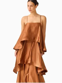 Elliatt Tilly Tiered Maxi Dress in Toffee Brown Size s/8 for rent on The Volte - image 2