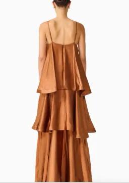 Elliatt Tilly Tiered Maxi Dress in Toffee Brown Size M/10 for rent on The Volte - image 3