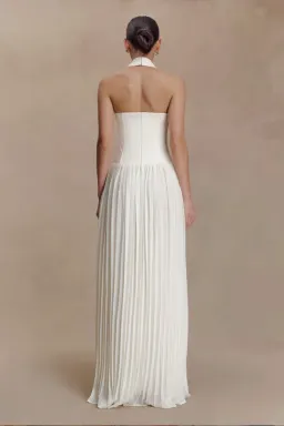 Stacie Pleated Halter Maxi Dress - Ivory for rent on The Volte - image 2