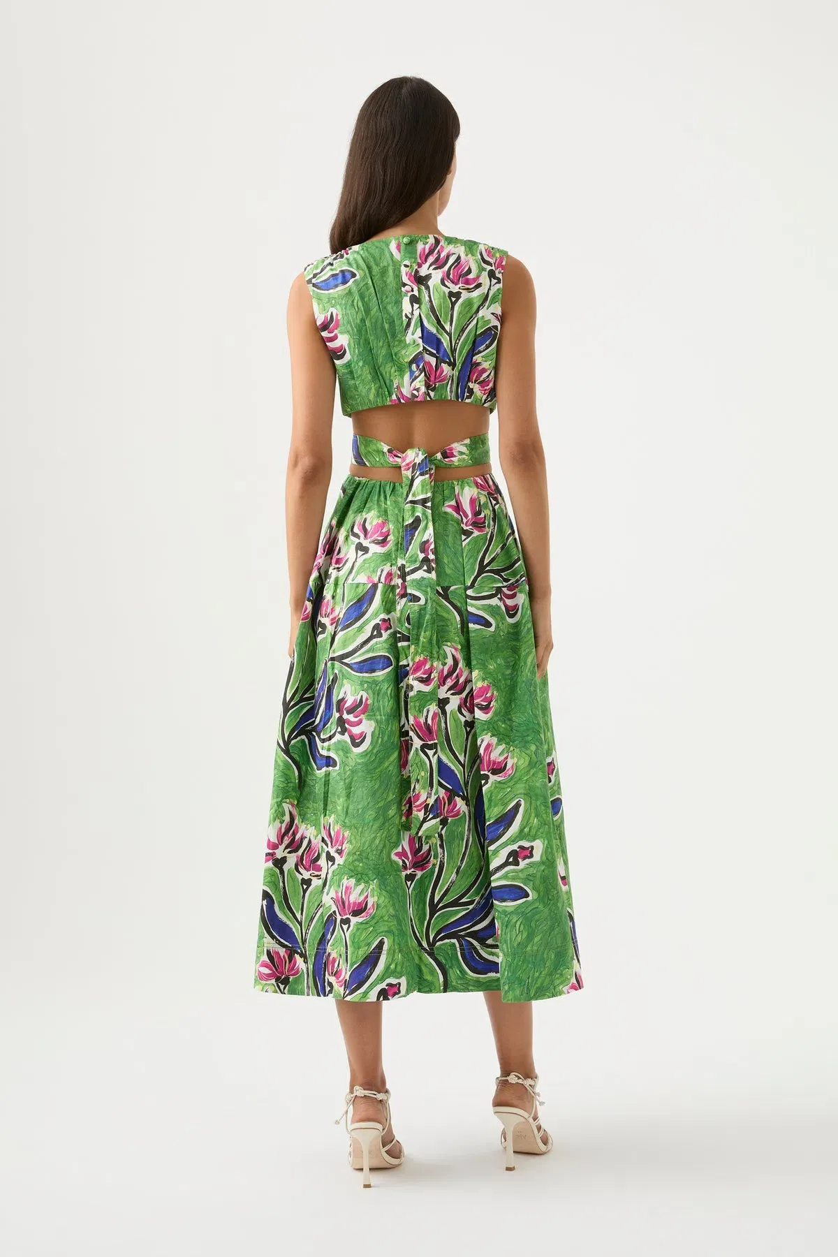 AJE ZORINA TIE MIDI DRESS size au16 RRP $500 in Native Gumnut floral - Image 3