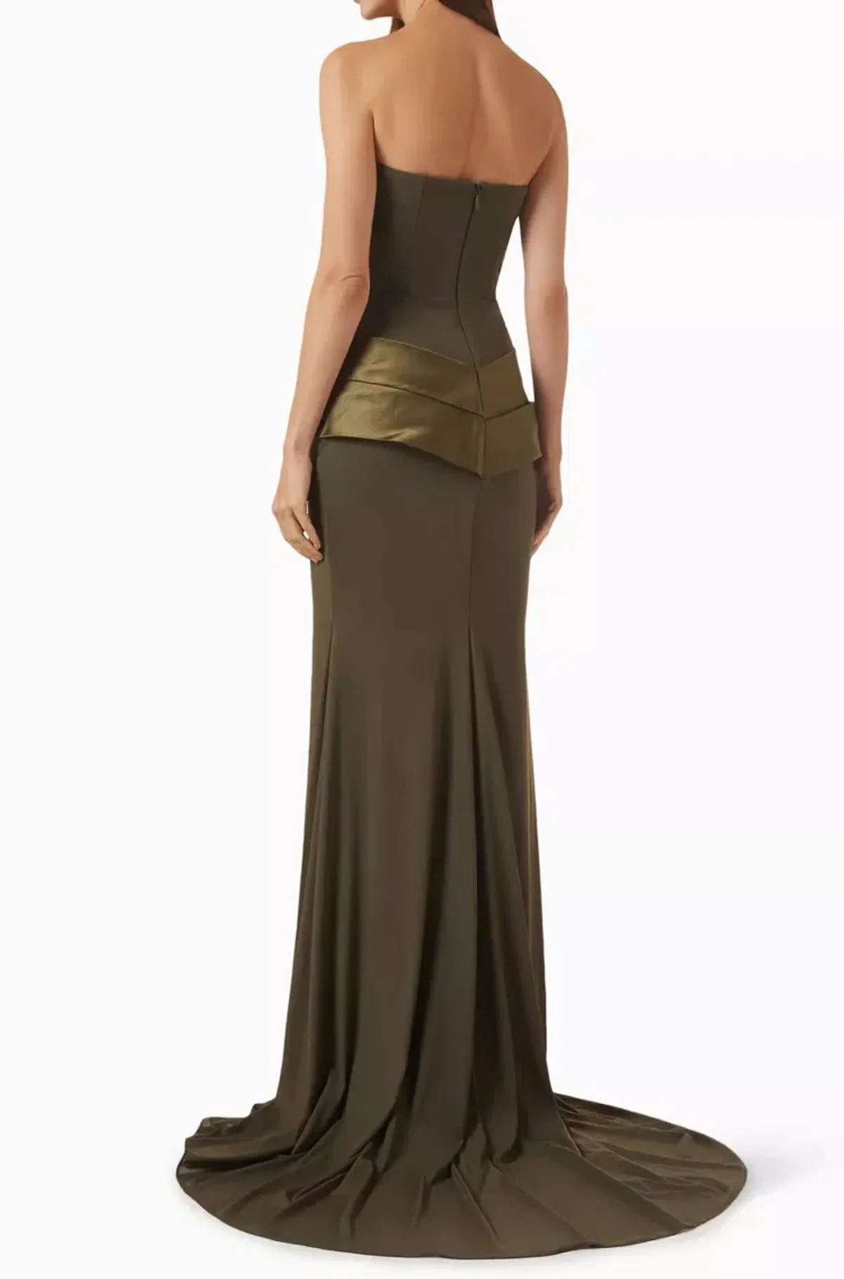Alex Perry Draped Strapless Gown In Green Stretch Mesh In AU 6 - Image 3