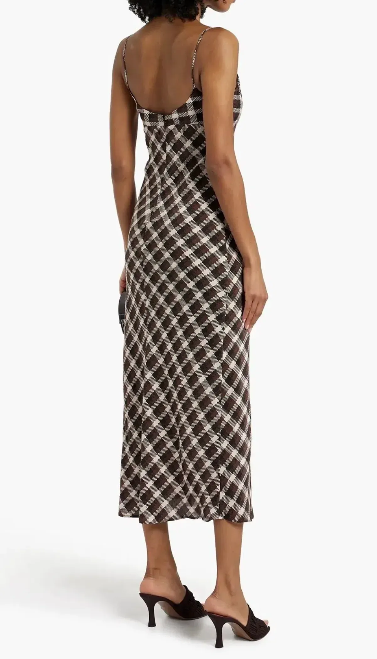 Bec & Bridge Chiara Checked Crepe Midi Dress Chocolate size AU 6 - Image 4
