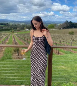 Bec & Bridge Chiara Checked Crepe Midi Dress Chocolate size AU 6 for rent on The Volte - image 1
