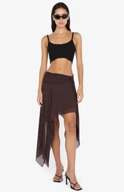 Bec & Bridge TALLIS ASYM SKIRT Dark Chocolate size AU 6 for rent on The Volte - image 2