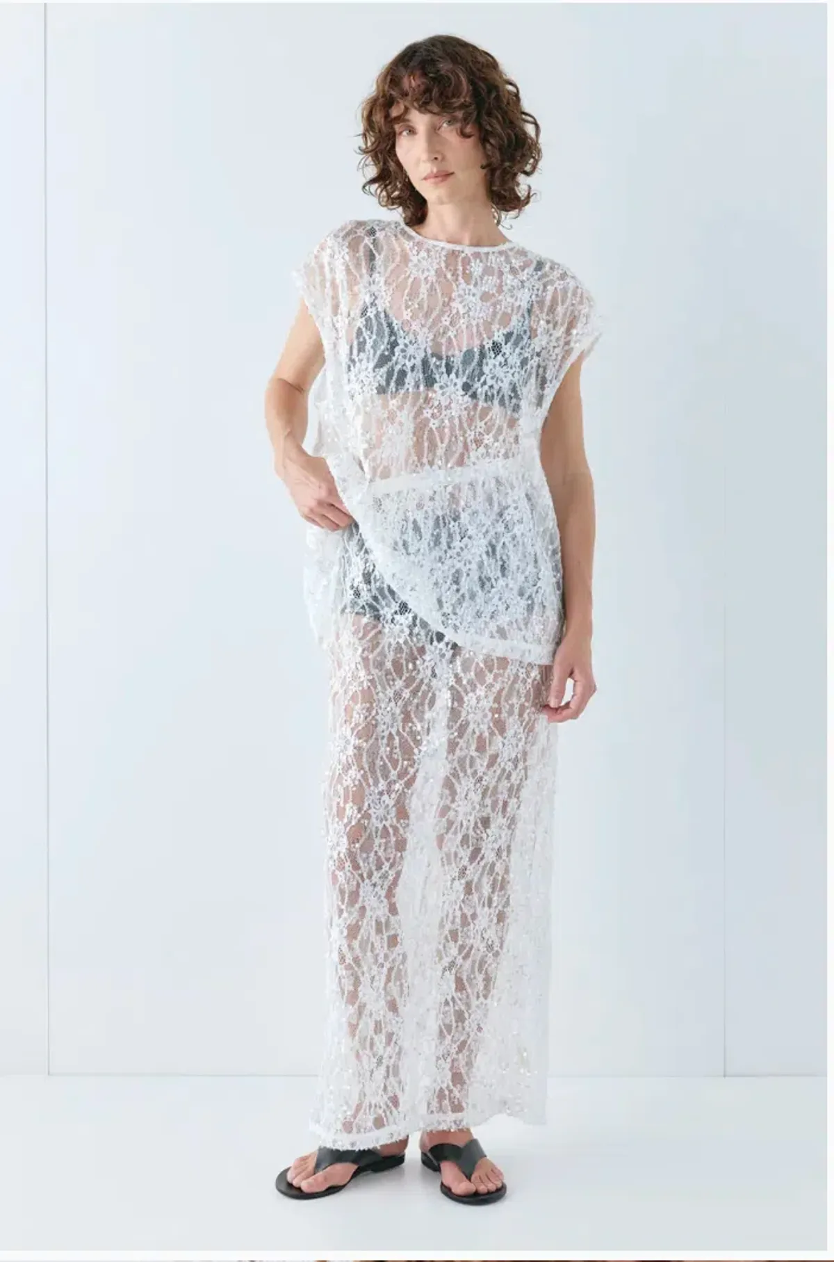 VRG GRL DEVYN SEQUIN TOP/MIDI SKIRT WHITE - Image 2