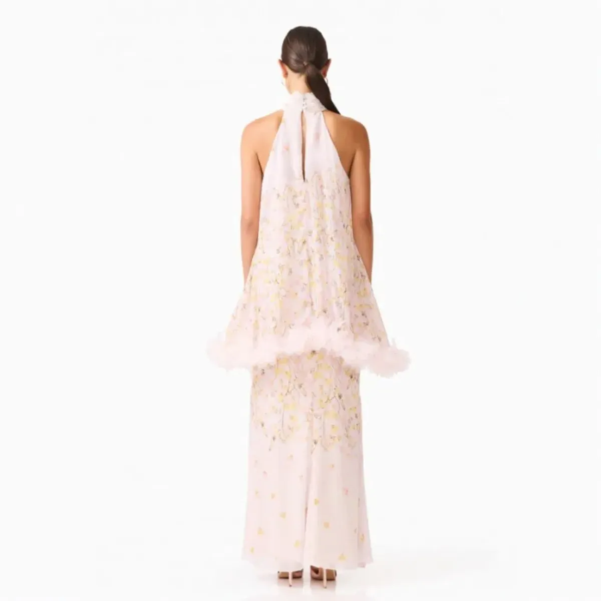 Elliatt Tulsia Floral Cape Maxi Dress in Pink Size Large - Image 4