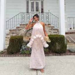 Elliatt Tulsia Floral Cape Maxi Dress in Pink Size Large for rent on The Volte - image 1