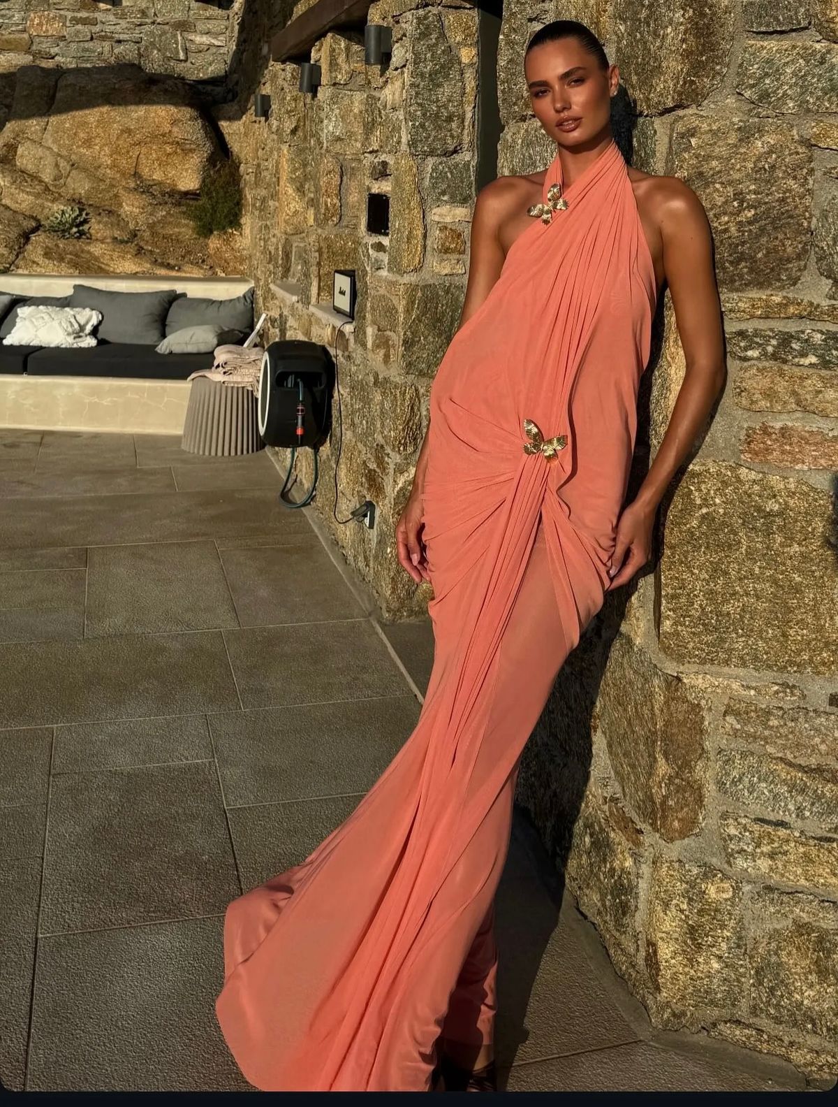 Abyss by Abby Debut Maxi Dress Coral Size Small/8 - Image 4